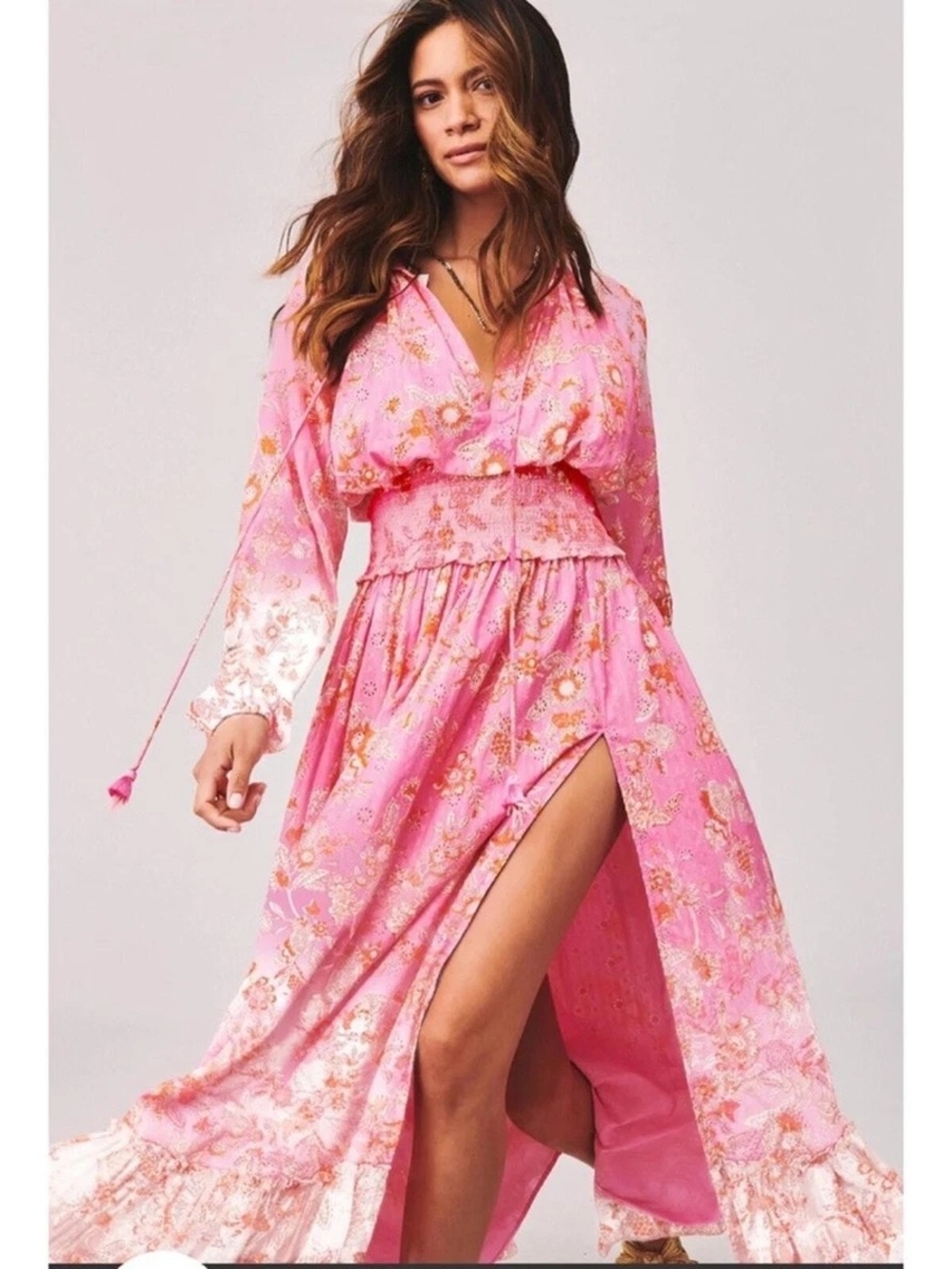 NWT Hemant & Nandita Sidra Long Sleeve Maxi Dress Cotton Small